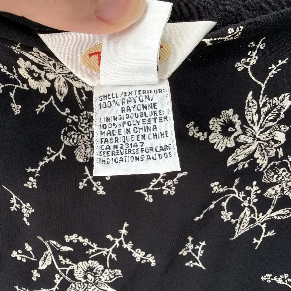 Vintage Talbots Midi Skirt Womens Size‎ 10 Lined White And Black Floral Print